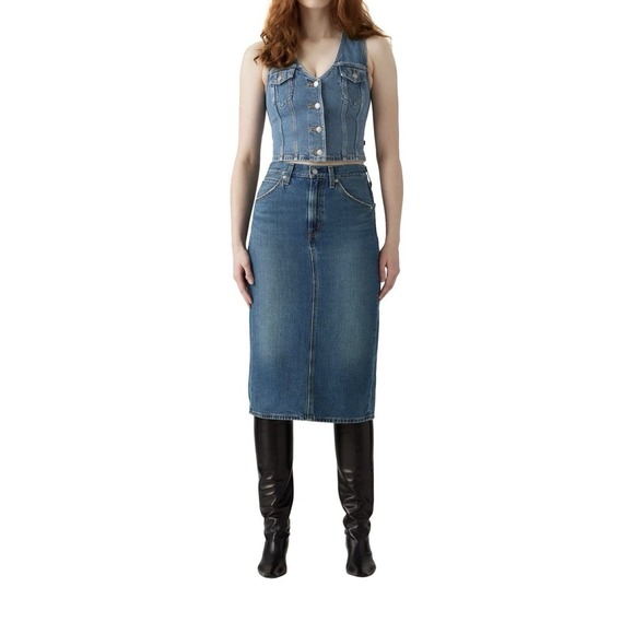 Levi's Denim - NEW Levi's High Rise Back Slit Skirt Women Size 33 Levi's Demi Skirt JEAN SKIRT